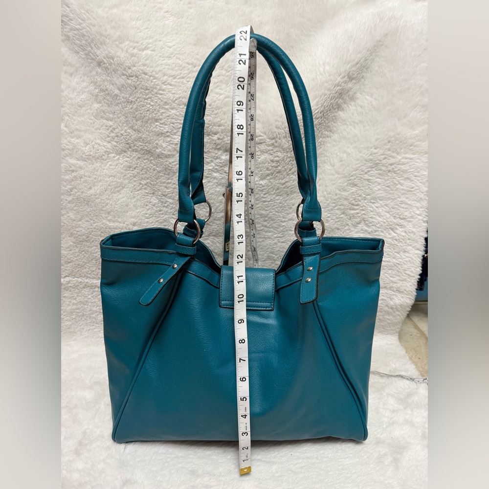 Stylish Blue Leather Tote Bag - Picture 8 of 11